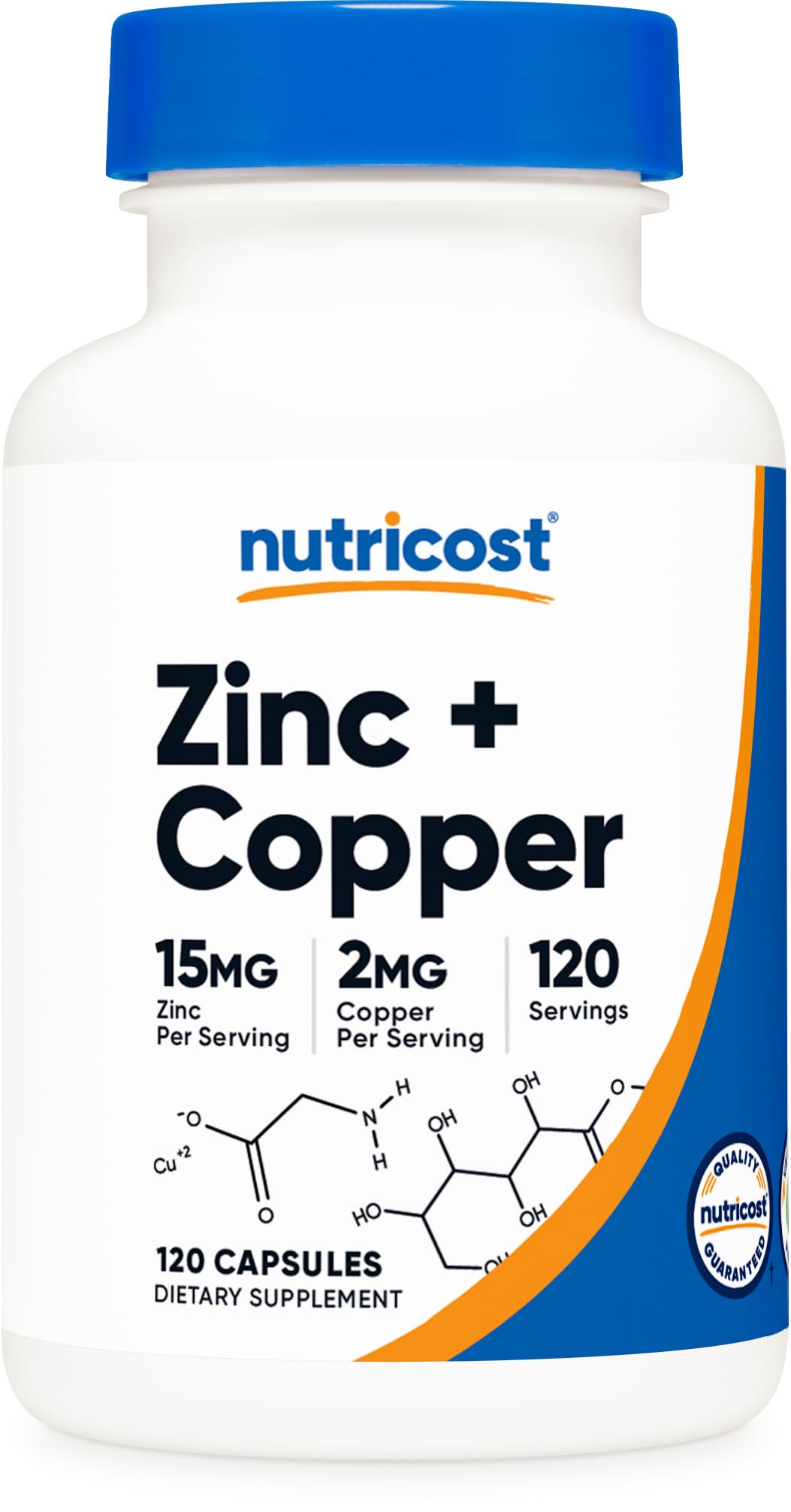 Cápsulas de Zinc y Cobre Nutricost Vegetarianas 120 Porciones