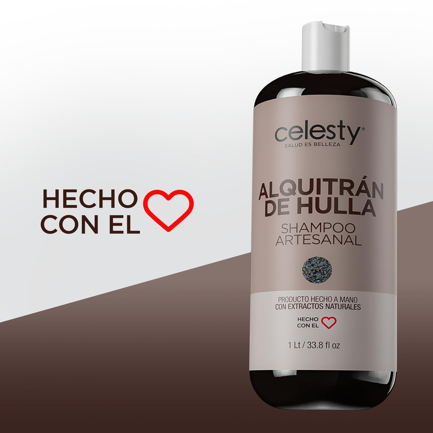 Celesty | Shampoo sin Sulfatos y Parabenos - Shampoo de Alquitrán | Alivio para Dermatitis Seborréica y Psoriasis - Ideal para el Cuidado del Cabello Limpio y Saludable | 1 Litro