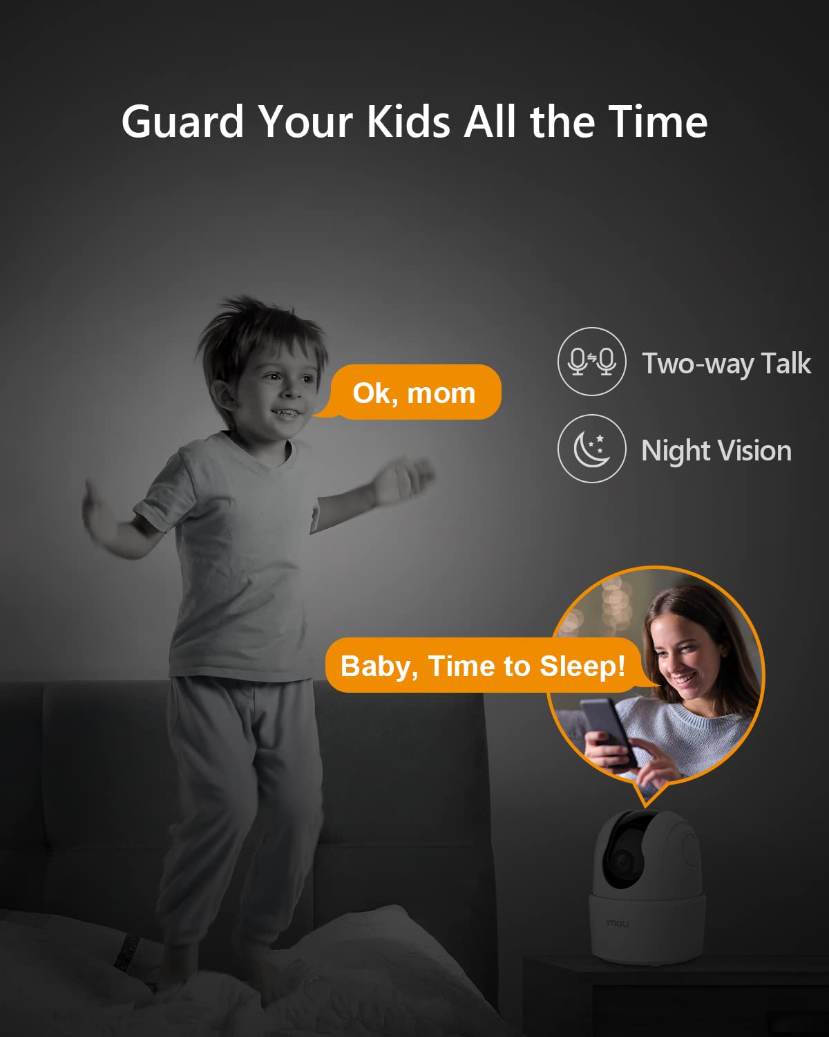 Imou Cámara de Seguridad WiFi para Interiores, 2MP/ 1080p, Panoramica 360 Grados App Movil, Visión Nocturna, Audio 2 vías, Detección Humana, Seguimiento de Movimiento, Grabación Local y en Nube