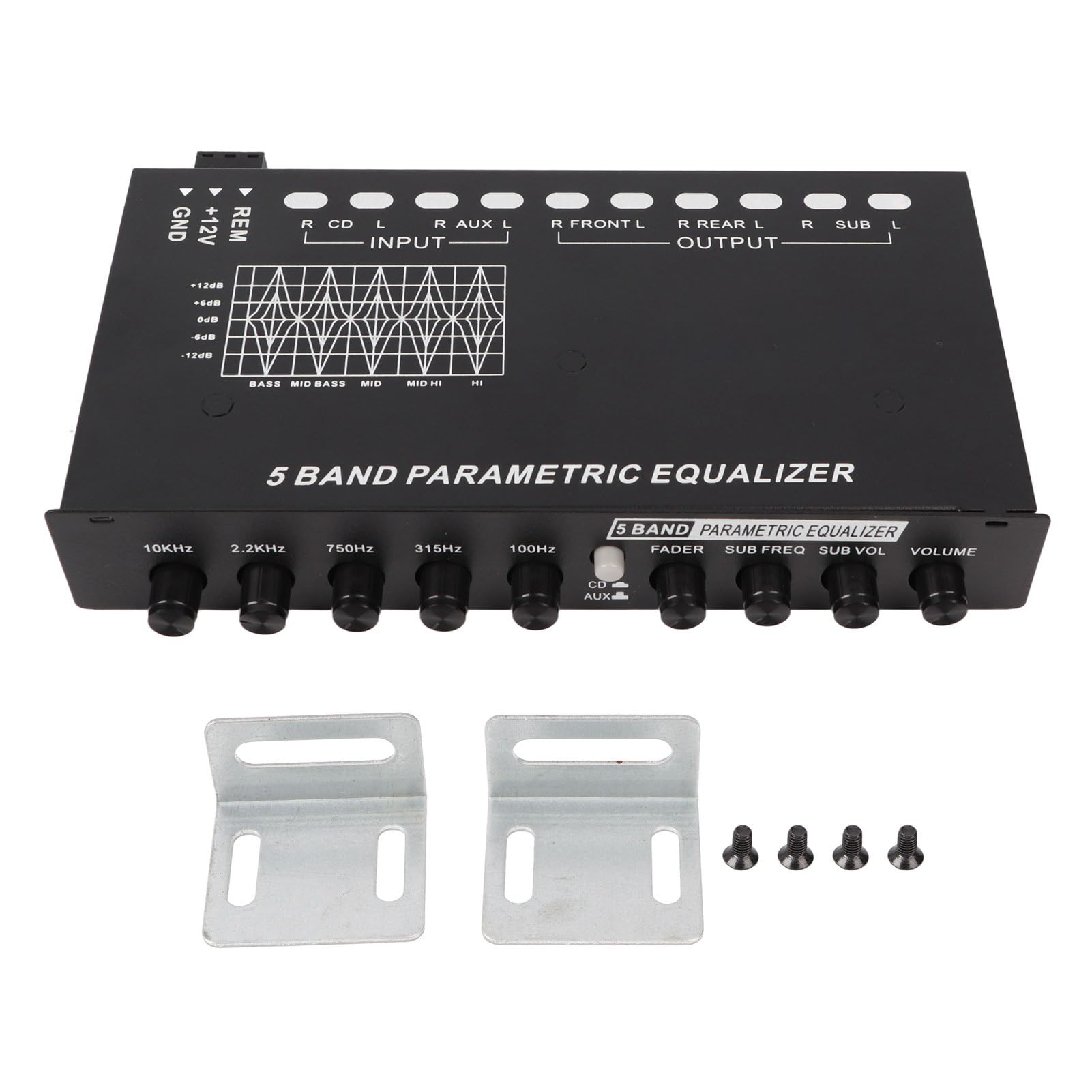 Fydun Ecualizador de Audio, Procesador de Audio Digital Ecualizadores Ajustable 5 Bandas Sintonización Precisa EQ Amplificador Crossover Ecualizador Gráfico