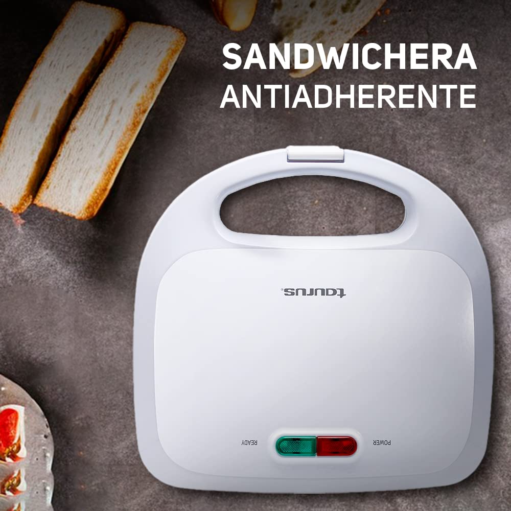 Sandwichera Taurus Lanche Max Negra Compacta con Almacenaje Vertical y Capacidad para 2 Sandwiches