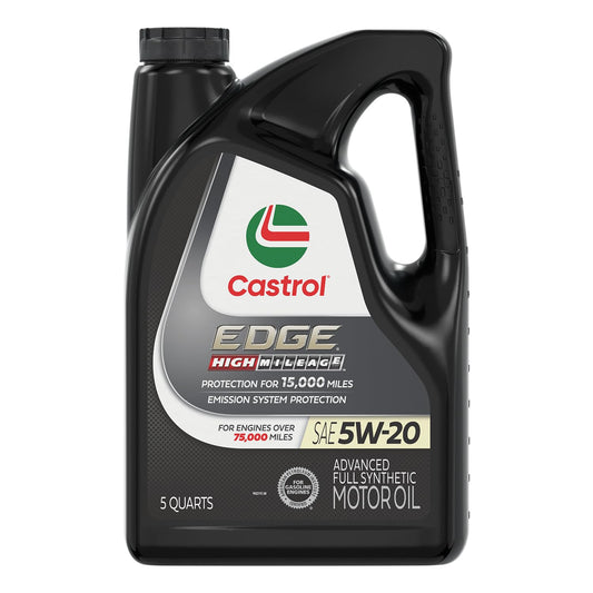 Castrol - Aceite de motor completamente sintético avanzado 03143C Edge High Mileage 5W-20, 5 cuartos de galón