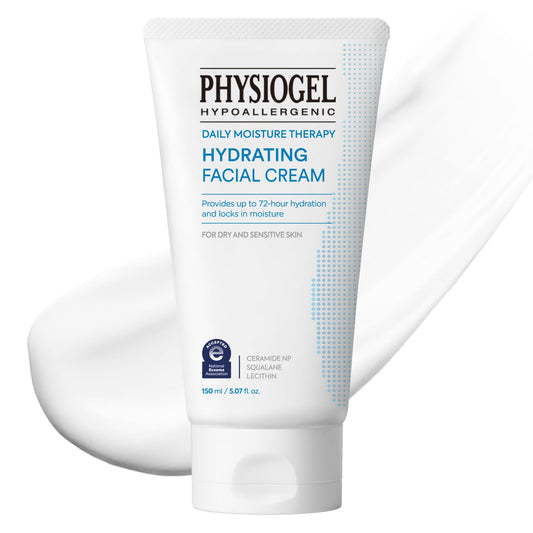 Physiogel Daily Moisture Therapy Face Cream | 72hr Long Lasting Facial Moisturizer with Ceramide for Dry & Sensitive Skin | Low Irritant, Hypoallergenic, Fragrance Free & Non-comedogenic | 5.1 fl. oz