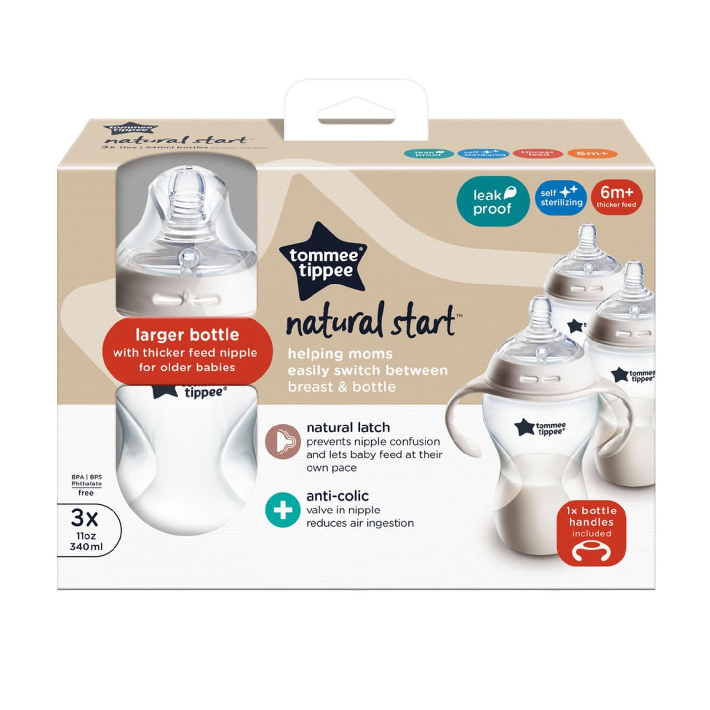 Biberón Tommee Tippee Transparente Closer to Nature para Líquidos más Espesos