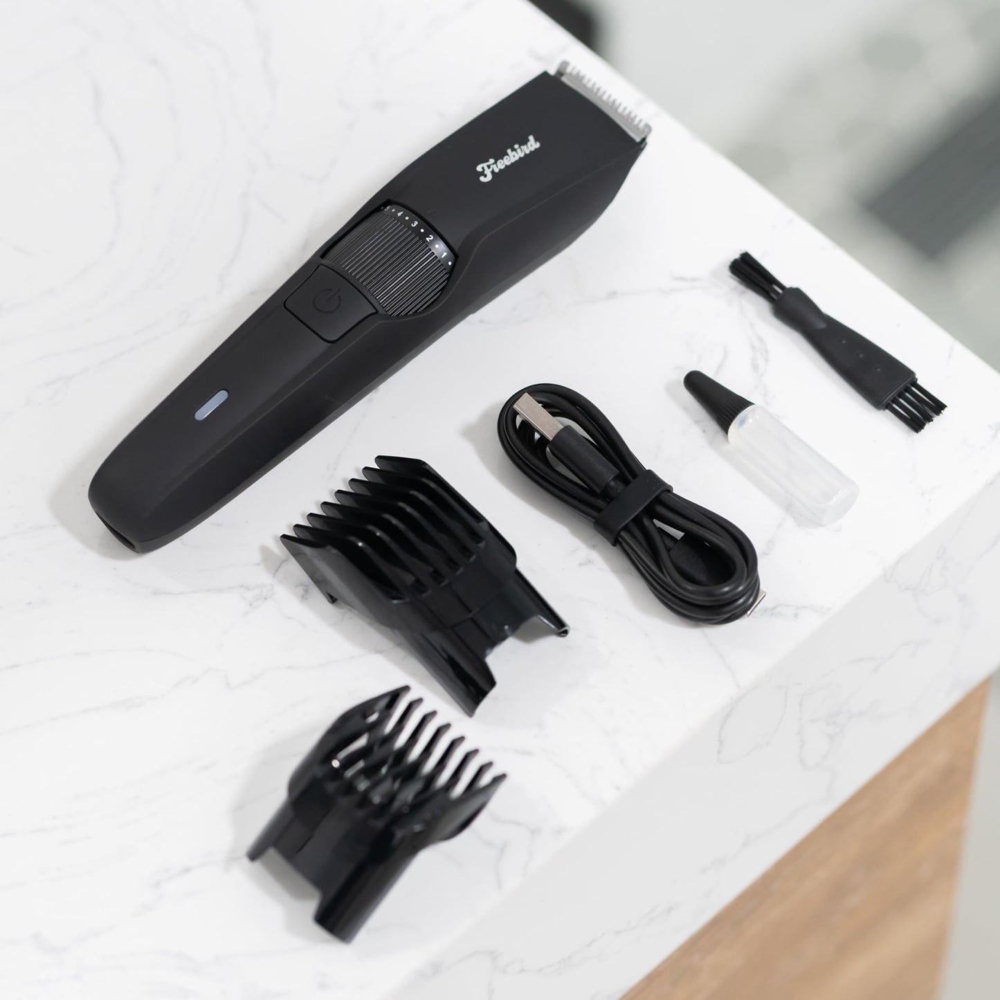 Freebird BeardSeries - Recortadora de barba ultra afilada con esfera de precisión, cuchillas de acero inoxidable, 40 ajustes de longitud, inalámbrico y recargable, para barba, cabello, cuerpo y aseo