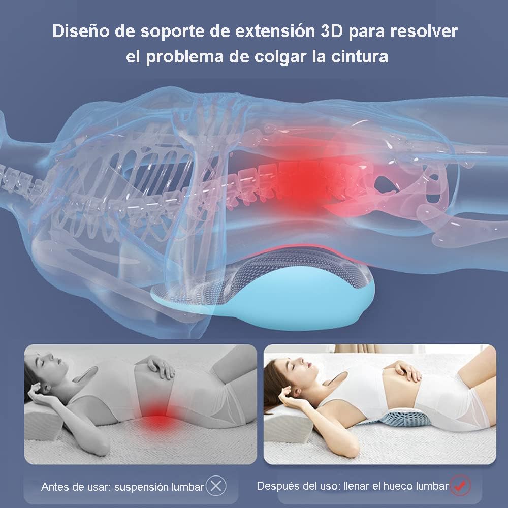 Almohada Lumbar QWTG Azul Ergonómica y Respirable para Mujeres Embarazadas y Trabajadores de Oficina