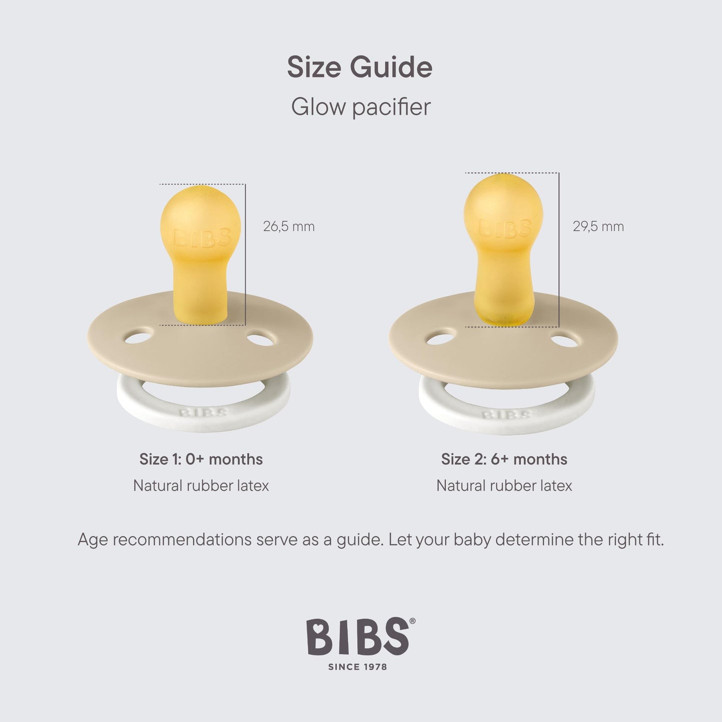 BIBS chupetes caucho natural Brillan en la oscuridad 0-6 meses 2 pza Iron Night/Baby Blue Night