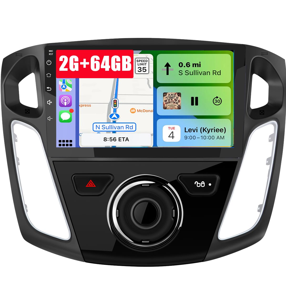 Android 12 [2G+64G] Radio estéreo de coche compatible con Ford Focus 2012-2017, navegación GPS integrada CarPlay Android Auto Bluetooth WiFi SWC Unidad principal auto