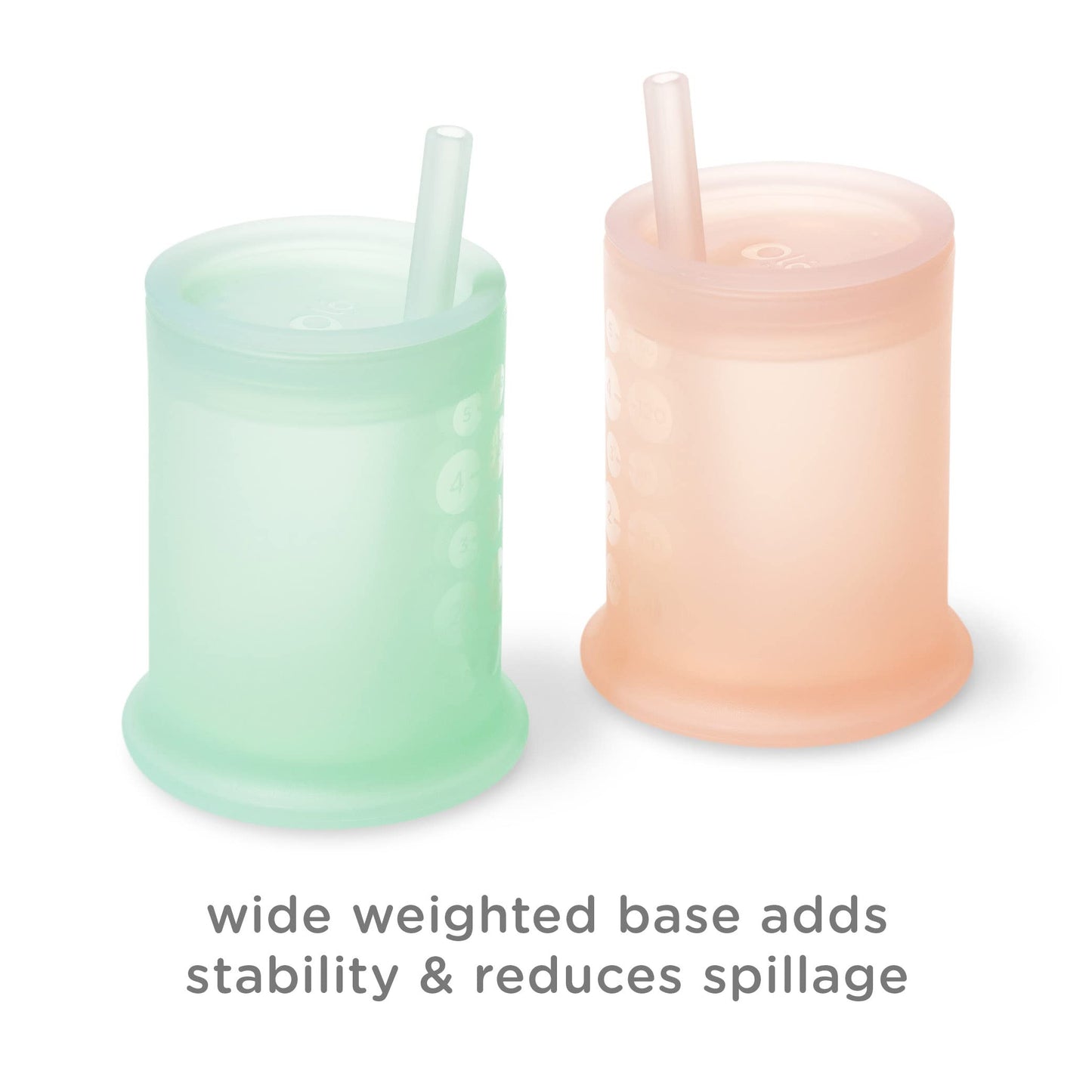 Olababy Taza de Entrenamiento de Silicona con Tapa de Popote | Taza de Agua para Bebés | Bebé de 6+ Meses a Niño Pequeño de 12-18 Meses | Taza Sippy para Niños y Taza de Batidos | Destete Dirigido por