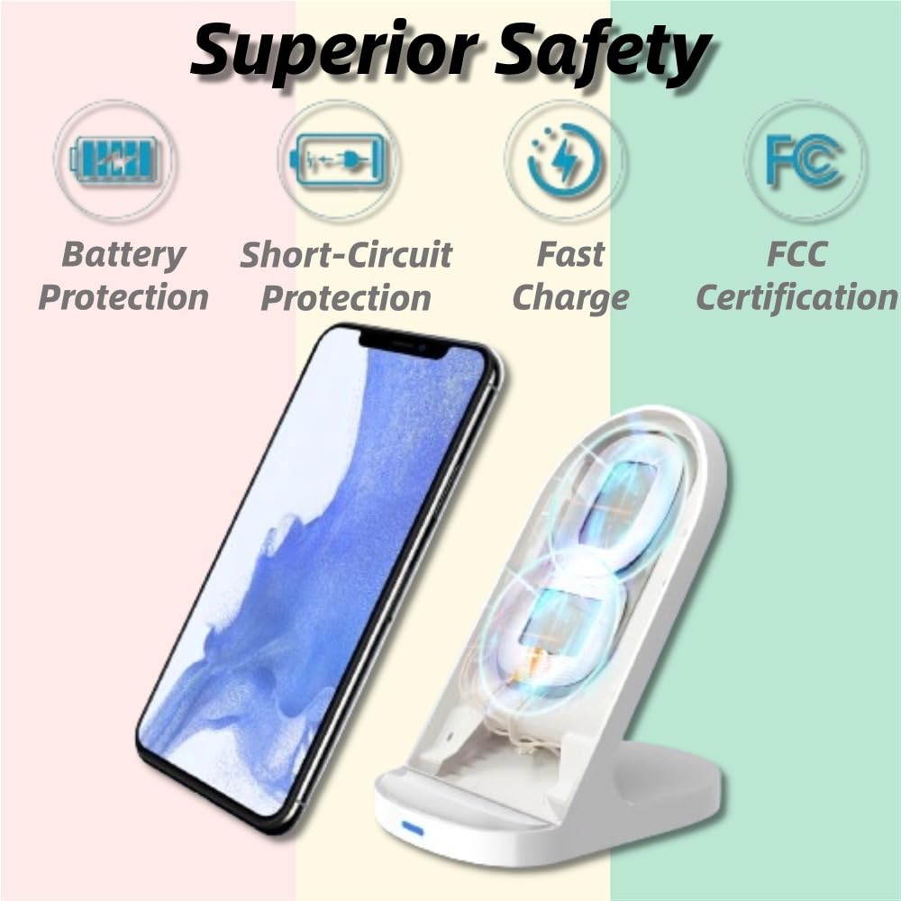 KLOKOL - Cargador inalámbrico rápido de 15 W, 10 W, soporte de carga inalámbrico, compatible con iPhone 14, 13, 12, 11, Pro XR XS 8 Plus, Galaxy S22, S21, S20, Note 20, 10, Google LG