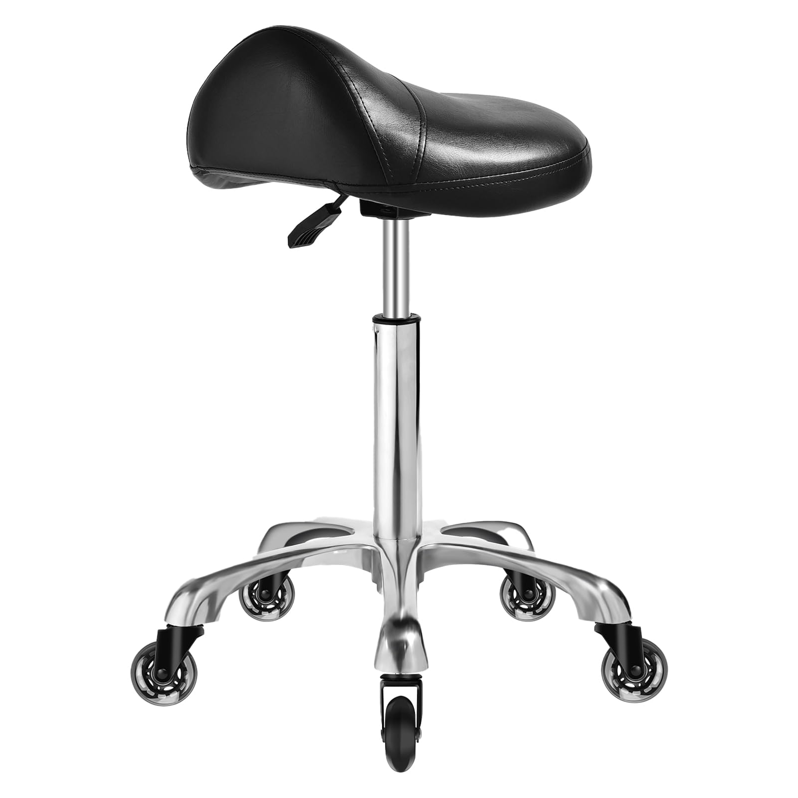 Taburete de Sillín Ergonómico con Ruedas, Cojín Grueso Mejorado, Corrección de Postura, Ajustable, Resistente 400 Libras, para Salón de Masaje y Hogar