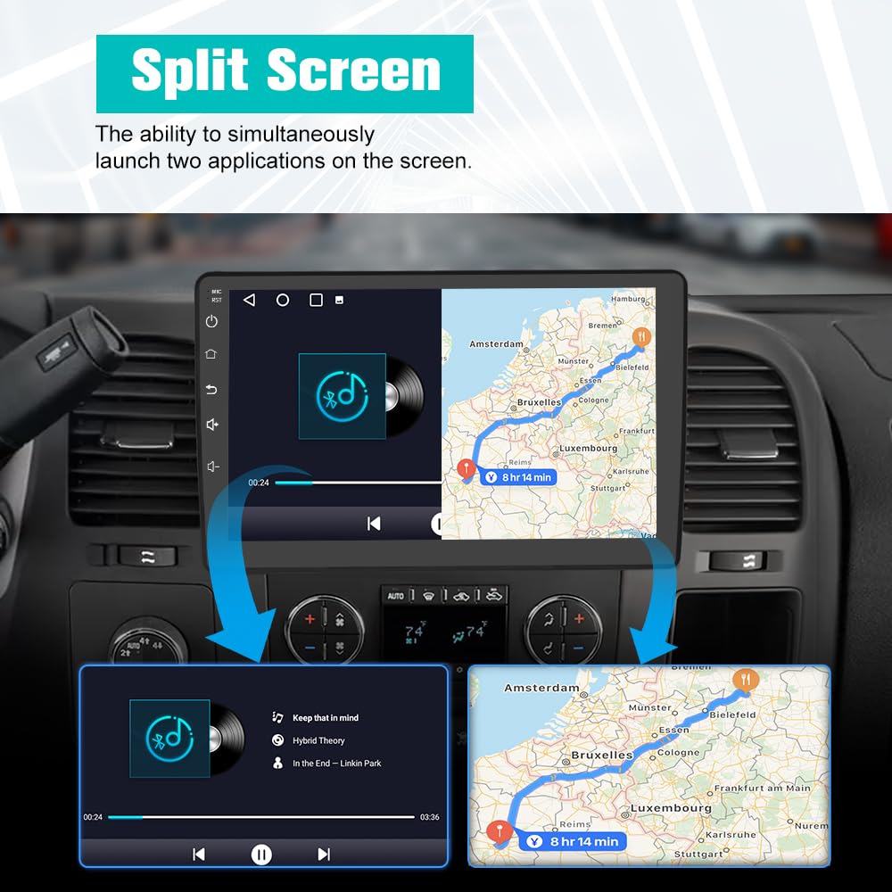 AWESAFE - Radio de coche WiFi 5G estéreo para Chevy Silverado 2007-2013 GMC Sierra