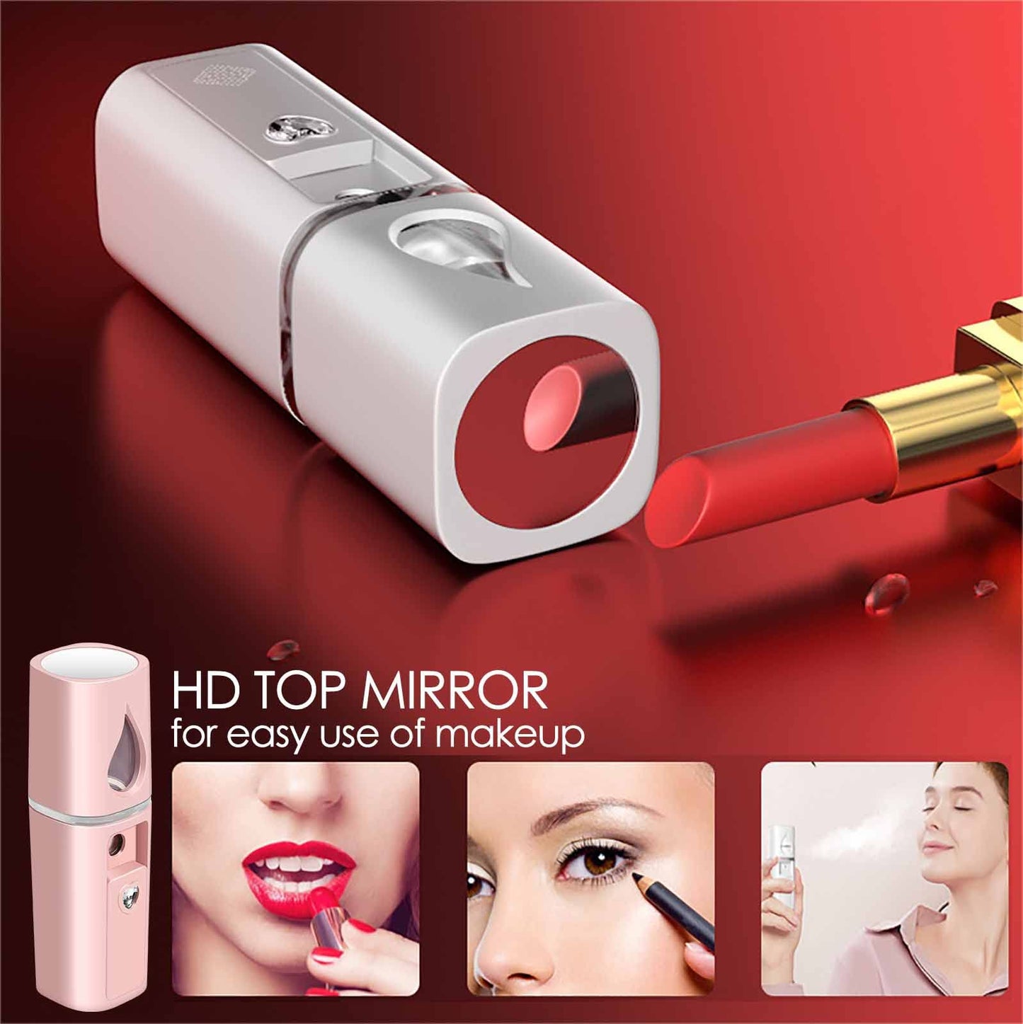 GIVERARE 2 Paquete Nano Vaporizador Facial, Práctico Mini Mister Con Espejo, Rociador de Niebla Recargable Usb, Tanque de Agua Visual Hidratante E Hidratante para Rostro, Maquillaje, Cuidado de La Pie