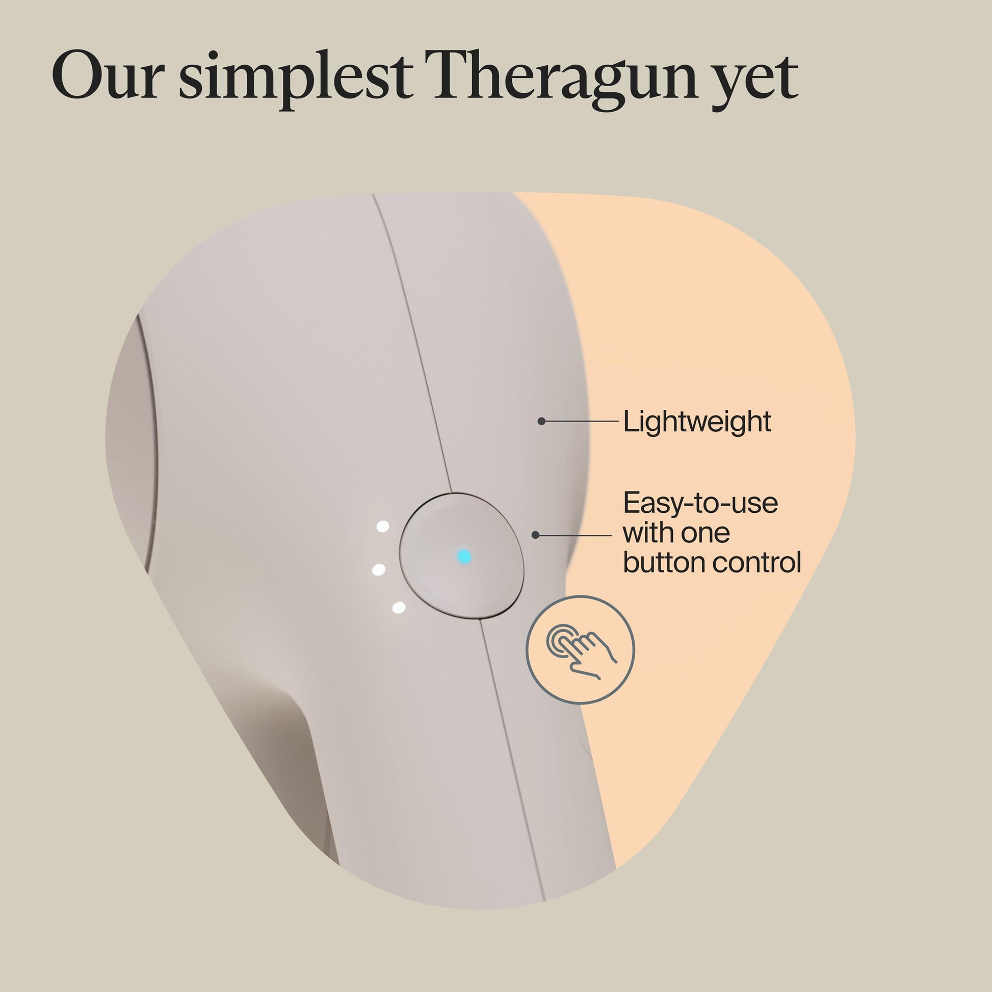 TheraGun - Pistola de masaje de percusión de mano, fácil de usar, cómoda y ligera masajeador personal para terapia de masaje para aliviar el dolor en cuello, espalda, piernas, hombros y cuerpo (arena)