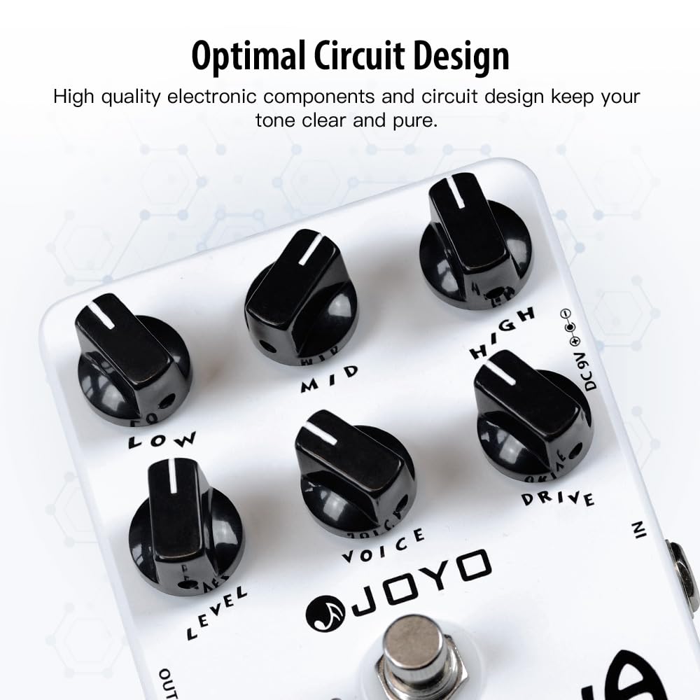JOYO Overdrive Distortion Pedal Amp Simulador de tonos de roca de OD a Dist para efecto de guitarra eléctrica - Bypass (California Sound JF-15)