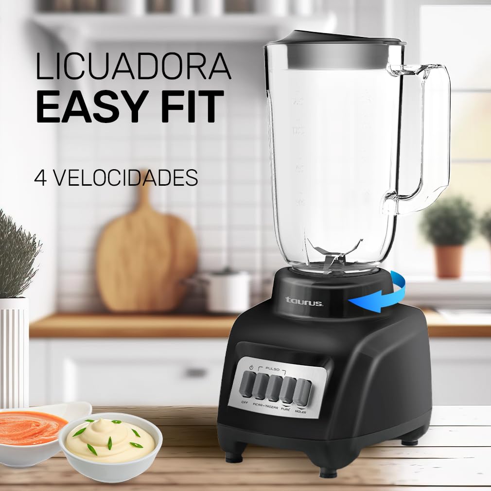 Licuadora Taurus HALEY Blanca con Vaso de Plástico 1.5 Litros y 4 Velocidades