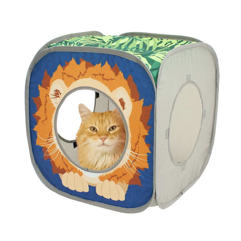 Kitty City Safari Play Cubee, Cat Cube, Play Kennel, Cat Bed, Jungle Cat House