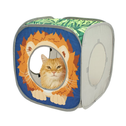 Kitty City Safari Play Cubee, Cat Cube, Play Kennel, Cat Bed, Jungle Cat House