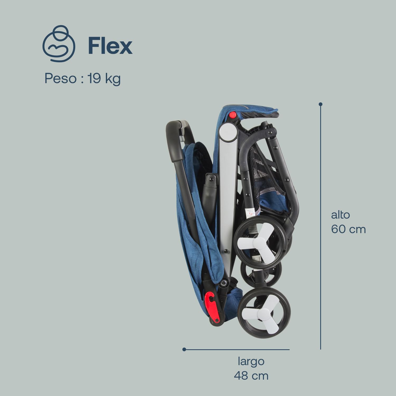 Bebesit Carriola para bebe Flex - Reclinable - Carriola de Baston Ligera con Cinturón de 5 puntos - Recién Nacidos a 4 Años o hasta 15 kilos - Compacta, Liviana y Plegable - Carriola de Viaje