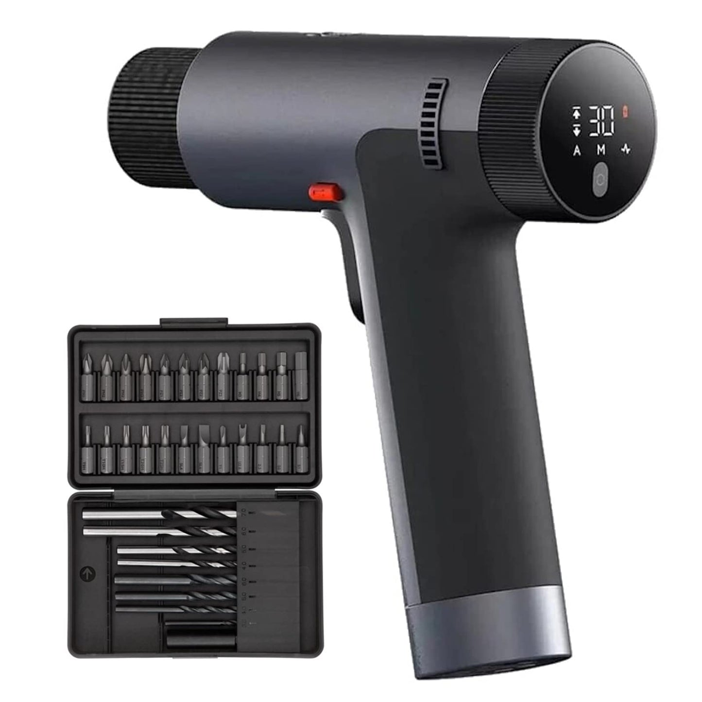Xiaomi 12V Max taladro inalámbrico sin escobillas, 30 nm potente par, control de precisión de 30 velocidades, 3 modos de funcionamiento, visualización inteligente, gris