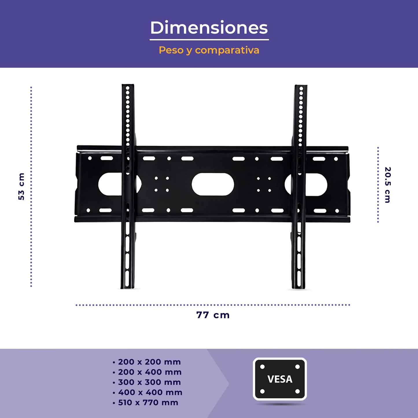 LINK BITS C4290N32 Soporte de TV 42 Pulgadas a 90 Pulgadas. Soporte Fijo para Pantallas. LED, LCD, PDP y Smart TV. Soporta hasta 100 kg. (Materiales Reforzado).