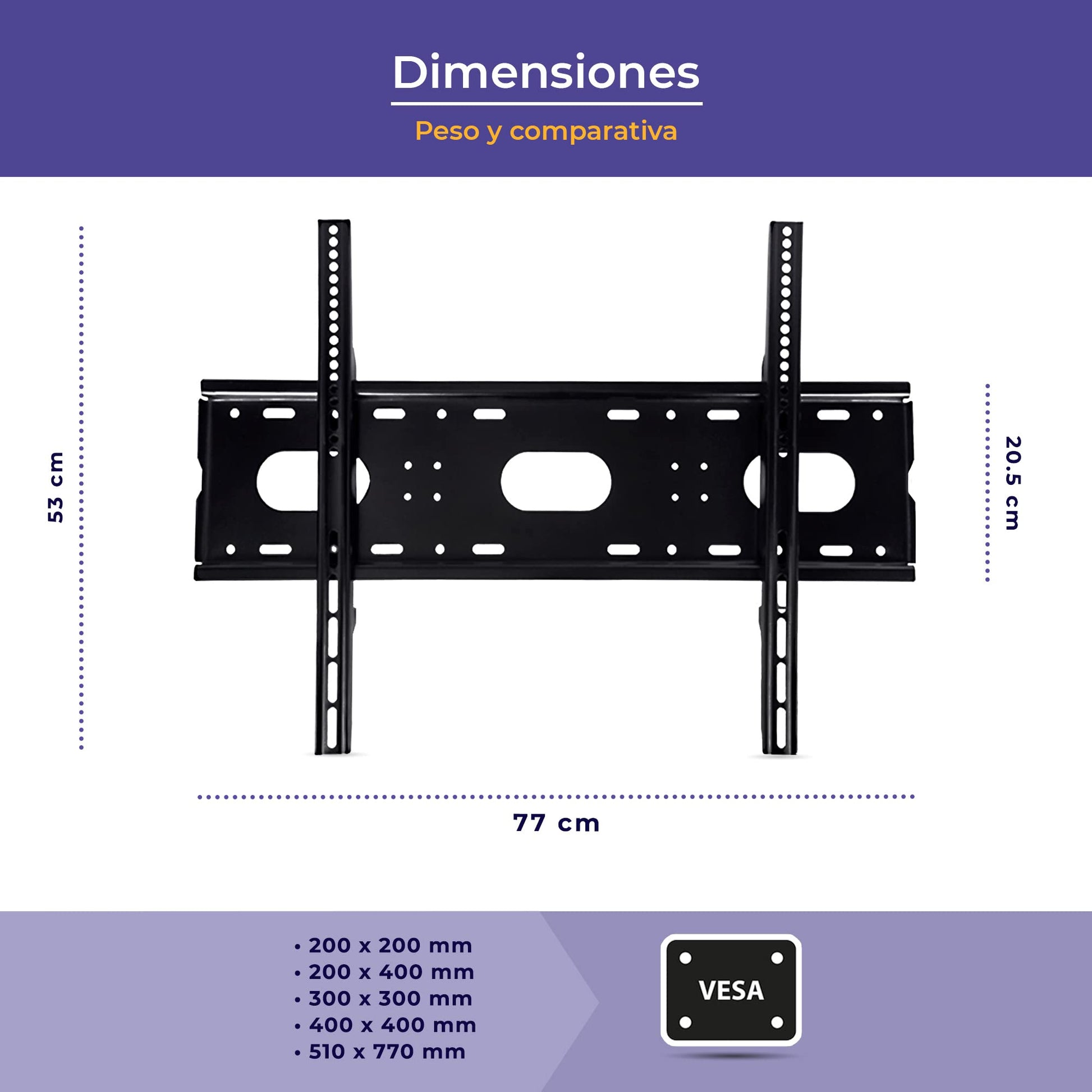 LINK BITS C4290N32 Soporte de TV 42 Pulgadas a 90 Pulgadas. Soporte Fijo para Pantallas. LED, LCD, PDP y Smart TV. Soporta hasta 100 kg. (Materiales Reforzado).