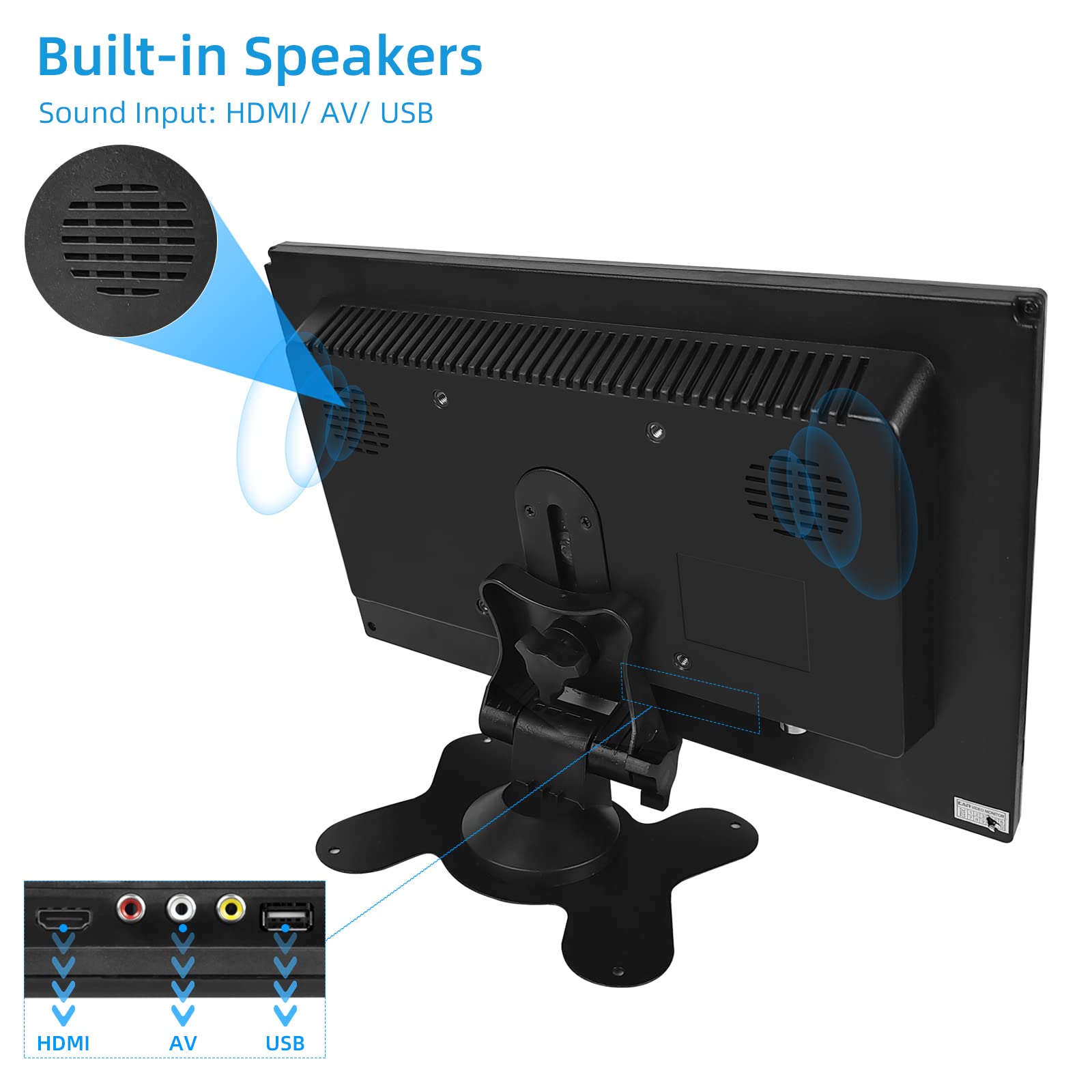 Monitor de Seguridad AISHICHEN 7 Pulgadas 1024x600 HDMI con Control Remoto y Altavoces Integrados para CCTV
