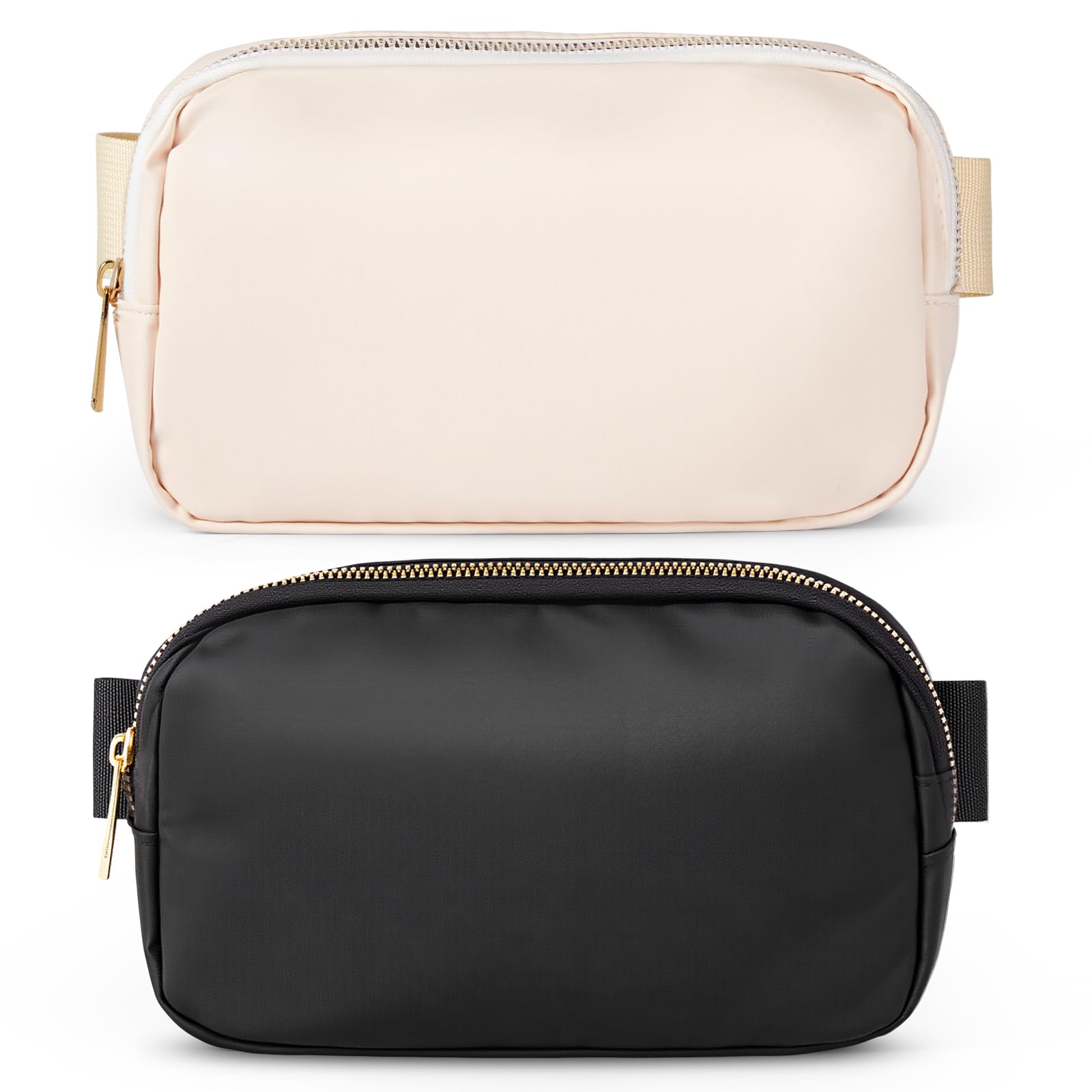 LONEASY 2 Cangurera Deportiva, 2 Unidades Riñonera Deportiva Riñonera de Marcha Running, Impermeable Gran Capacidad Bolso de Cintura Viajar Moda Riñoneras Multifuncional, Negro y Blanco,Hombre Mujer