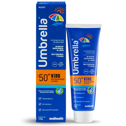 Protector Solar Corporal Umbrella SPF 50+ Amplio Espectro UVA/UVB Resistente al Agua 120ml para Niños