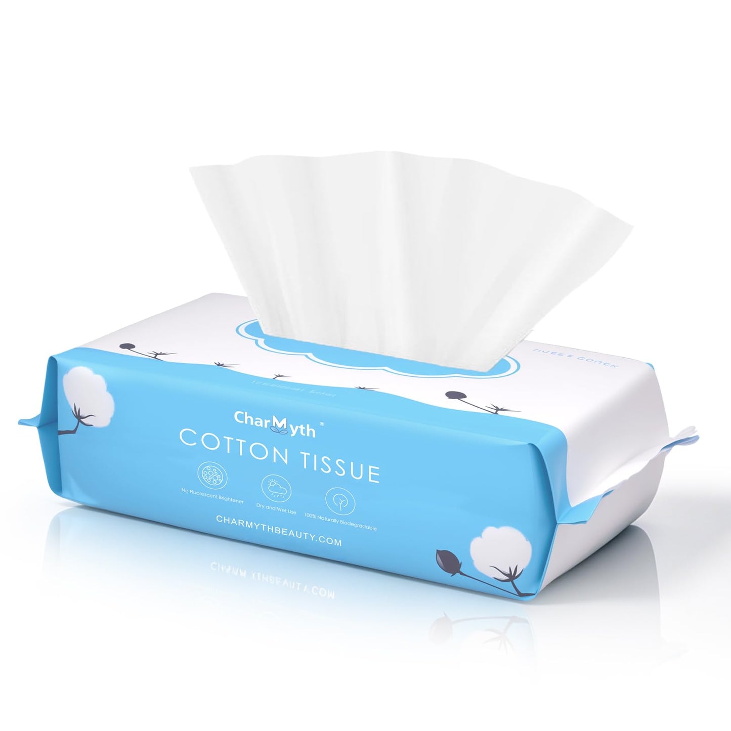 Charmyth Paños de algodón para la cara sin perfume, 100% algodón toallitas secas para bebé para piel sensible, tela de algodón facial (100 unidades)