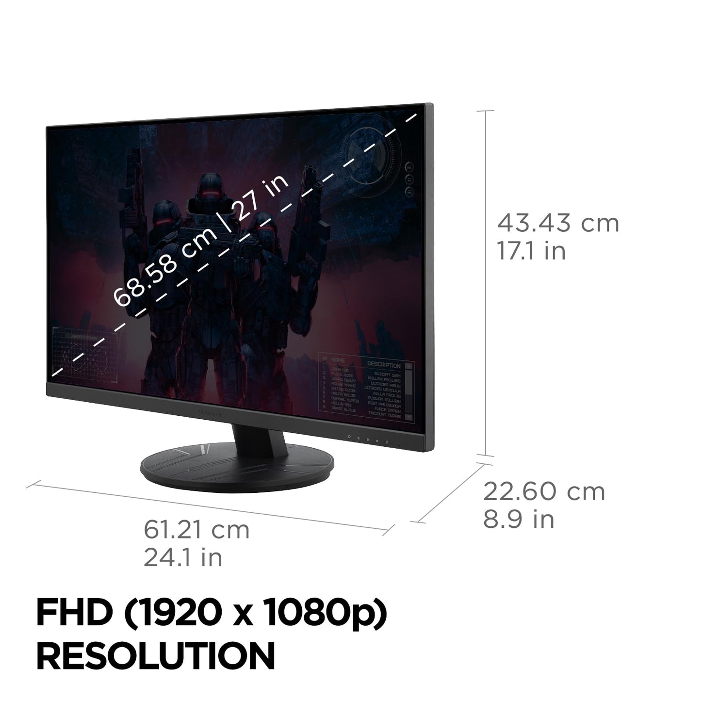 Monitor Gamer Viewsonic VX2716A 27 Pulgadas IPS 120HZ FullHD 1080P 1ms