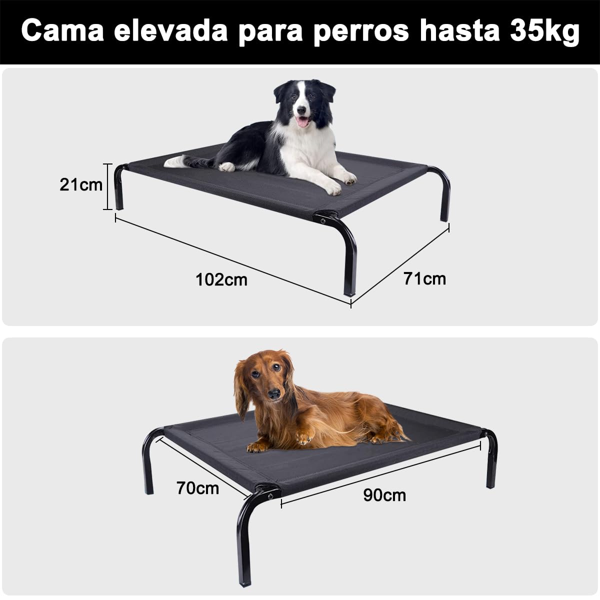 Cama Elevada AbaqKalza Gris Refrescante para Perro y Gato