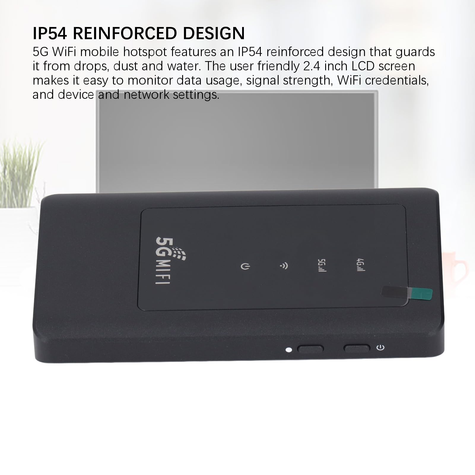 Punto de Acceso Móvil WiFi 5G de Cobertura Internacional Negro 1,25 Gbps con Ranura para Tarjeta SIM para 16 Dispositivos