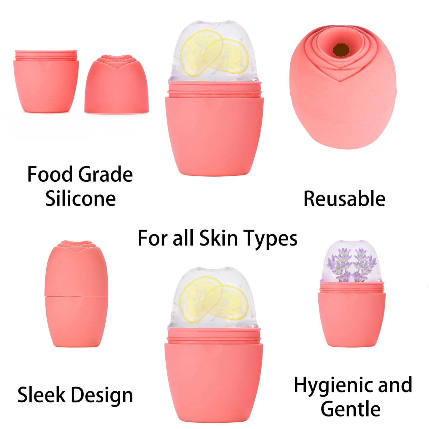 Evmliy Rodillo de Hielo para La Cara, Rodillo de Hielo de Silicona Molde de Hielo Facial para Iluminar La Piel Mejorando El Brillo Natural, Rodillo de Hielo Reutilizable para Aliviar La Hinchazón de L