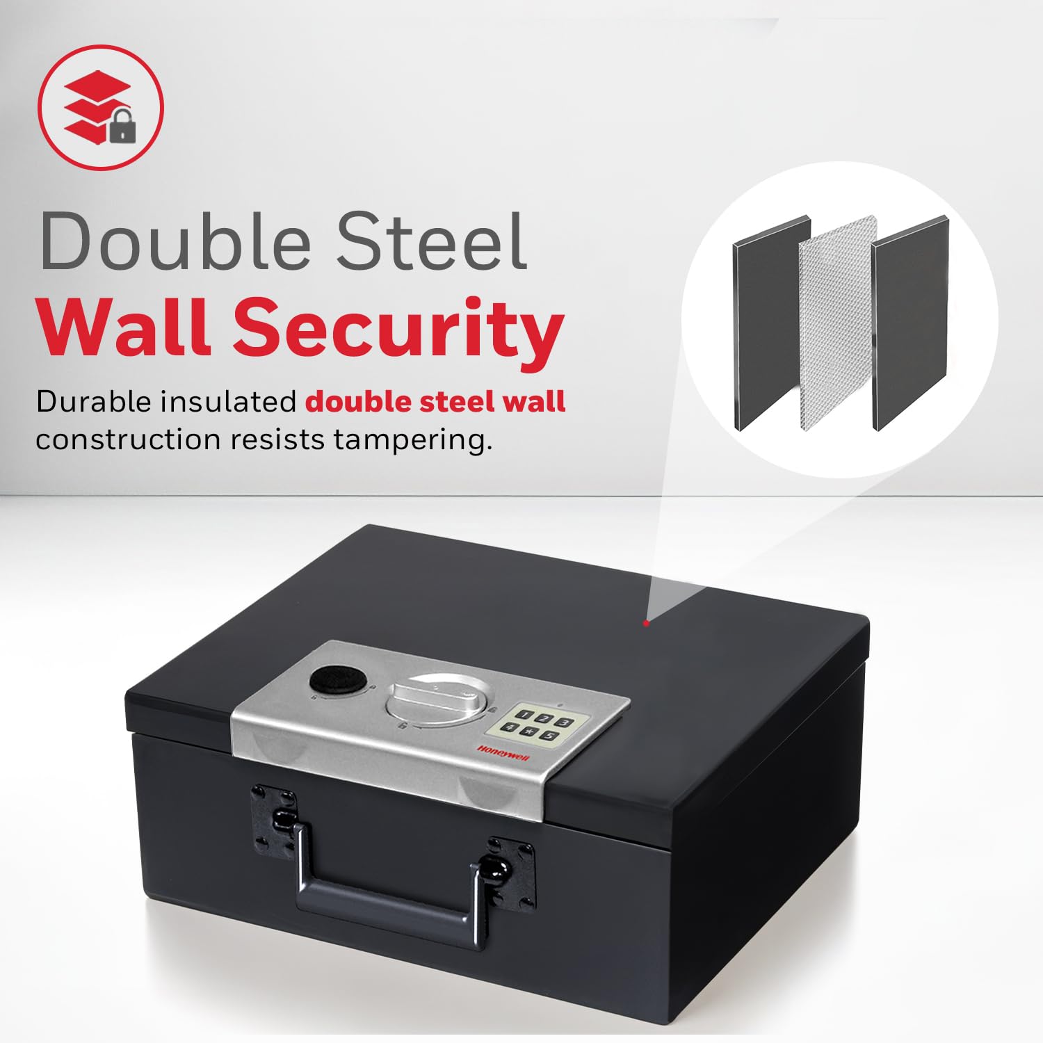 Honeywell Caja de Seguridad Digital Hecha de Acero Resistente al Fuego, 0,26 pies cúbicos, 0.26 Cubic Feet, Negro