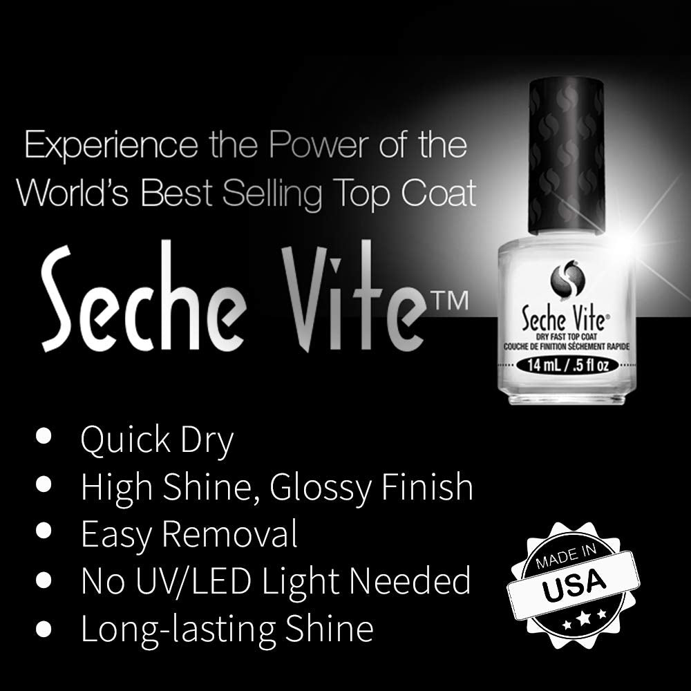 Seche Vite Dry Fast Top Coat Boxed 0.5oz (2 Pack) by Seche
