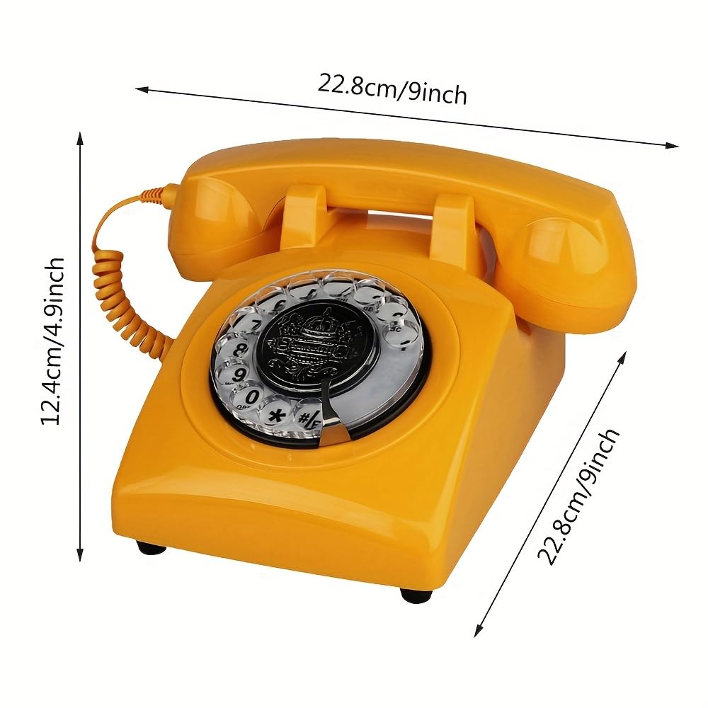 Teléfono retro con cable, teléfono fijo TelPal con teclado de esfera giratoria antiguo, teléfonos clásicos de los años 80, para regalo