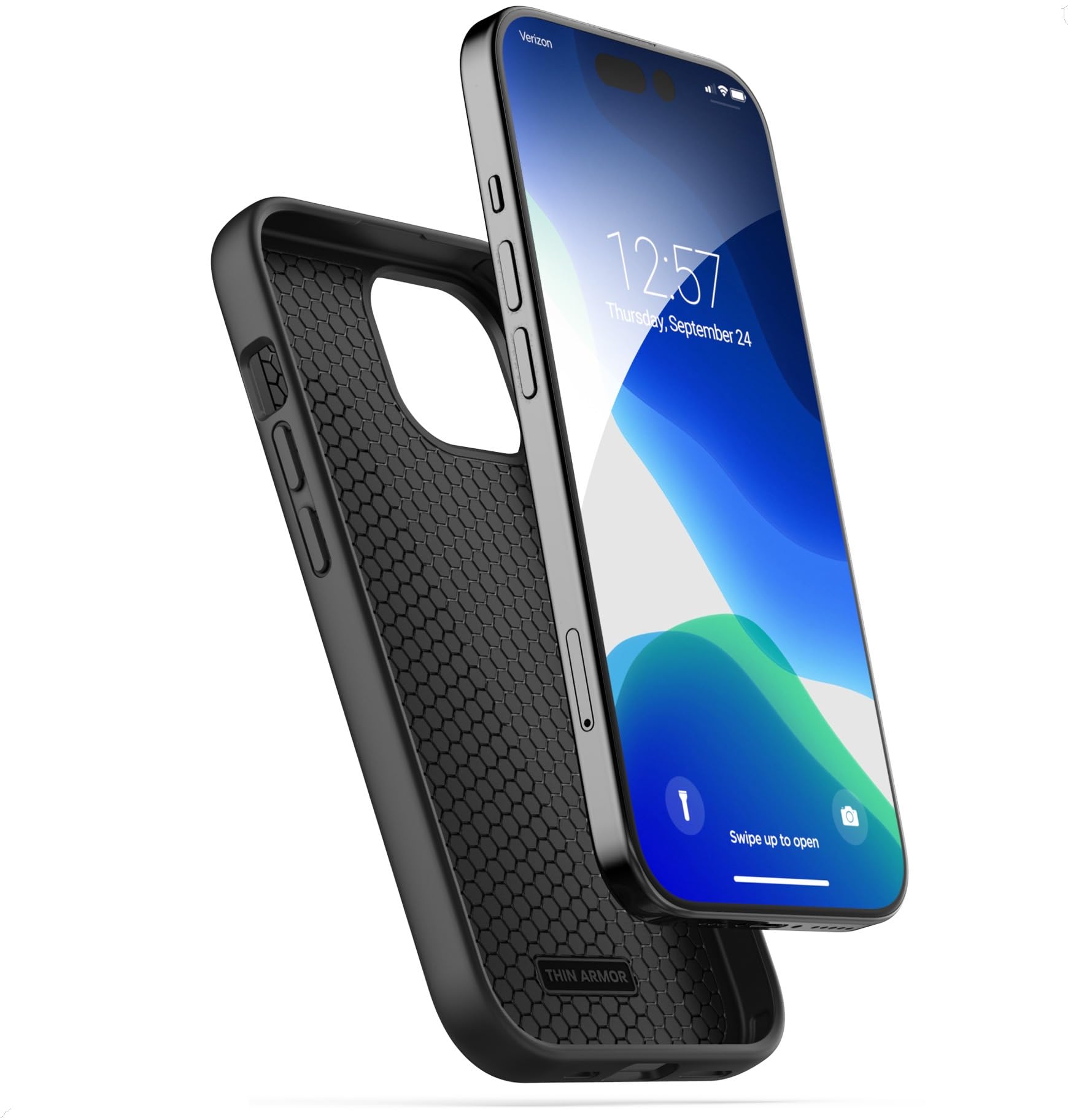 Funda iPhone 15 Encased negro mate ultra delgada y flexible