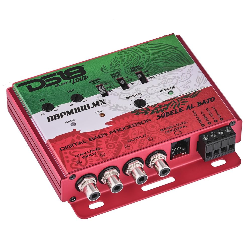 DS18 DBPM100.MX Procesador digital de graves, entrada y salida de preamplificador de 2 canales, filtro subsónico, restauración de graves digitales, amplificador de graves, control remoto de nivel con