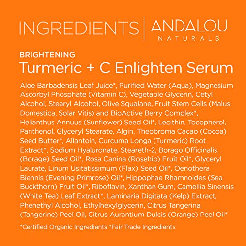 Serum Andalou Naturals Turmeric + Vitamina C - Iluminador y Anti-Edad - 1.1 oz
