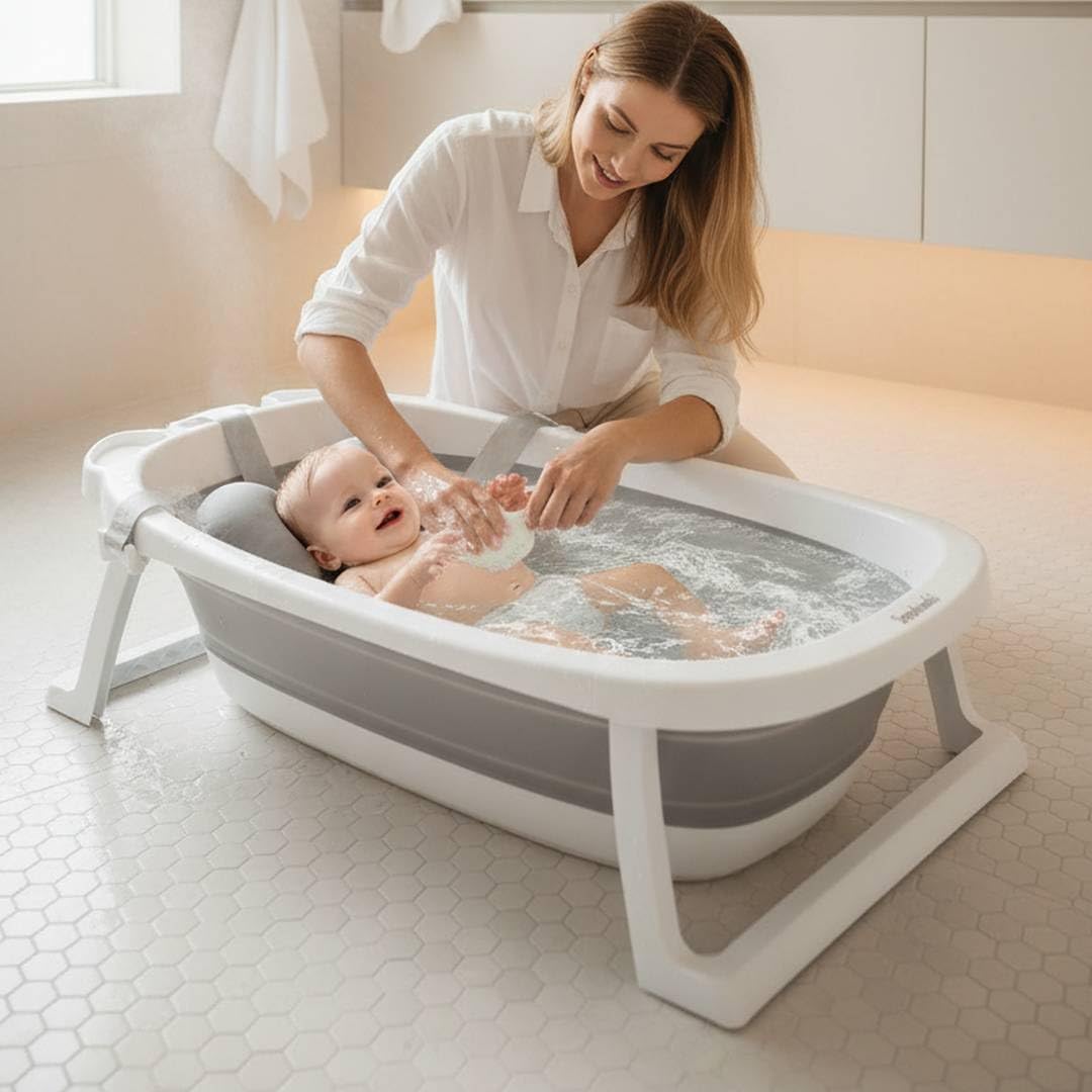 BAMBINETO Bañera plegable para bebé con cojín antideslizante MEDIANA