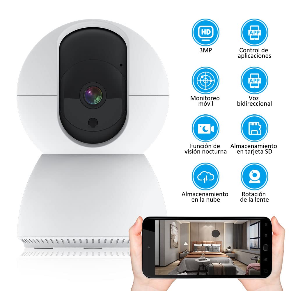 Cámara de Seguridad Interior EASYTAO 2K 3MP WiFi con Alexa y Audio Bidireccional