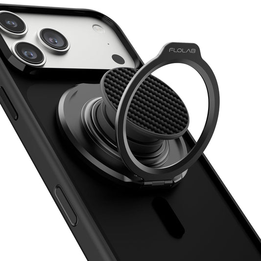 Soporte Magnético FLOLAB ForgeGrip Negro con Agarre a Presión para iPhone