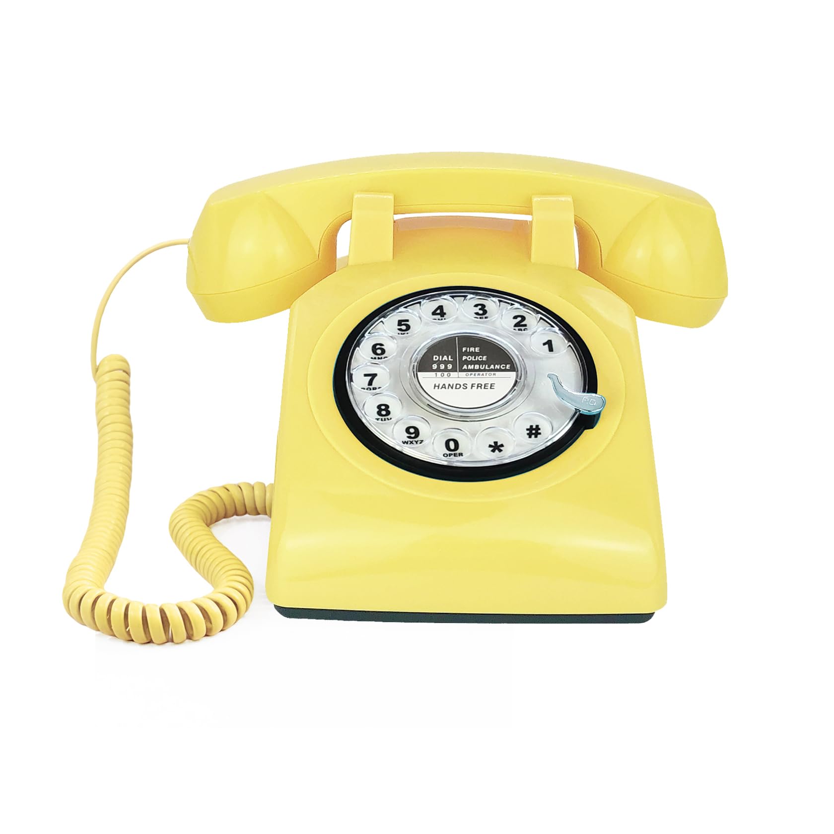 TelPal - Teléfono retro de una sola línea con cable de computadora, esfera giratoria clásica, clásico, manos libres, teléfono fijo para el hogar/oficina/hotel, teléfonos antiguos para personas mayores
