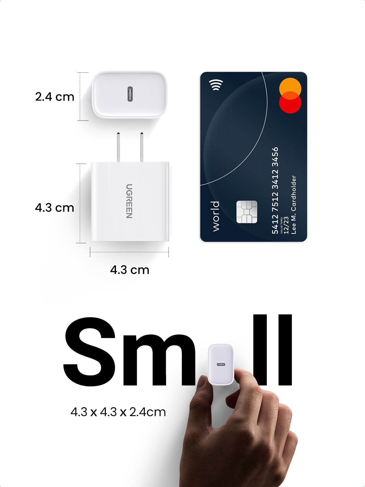 Cargador USB Tipo C UGREEN Blanco Rápido con Cable para iPhone y Galaxy