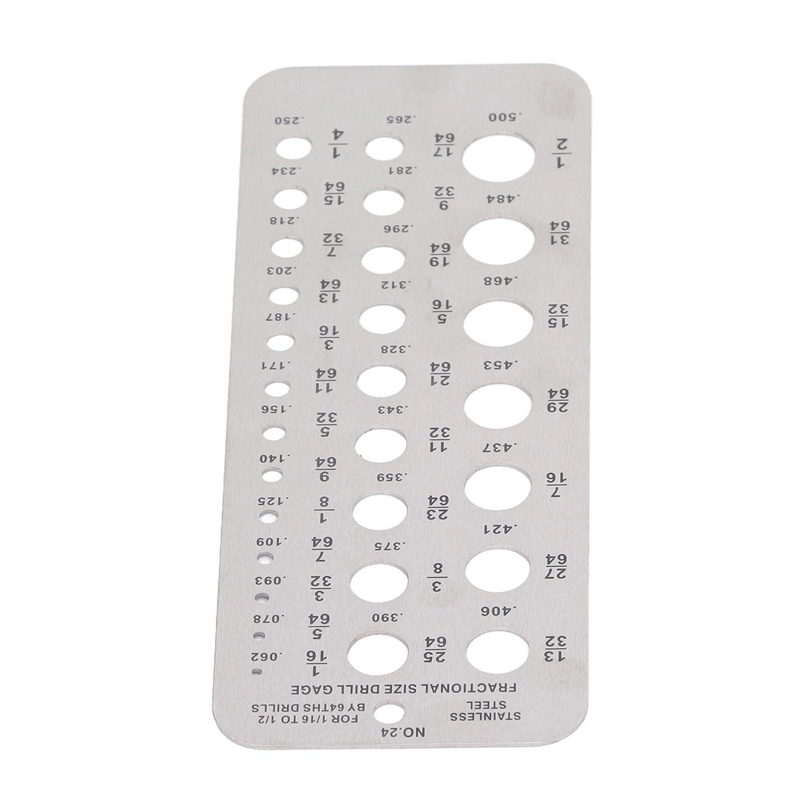 Calibre de Broca de Tamaño Fraccionario, Calibre de Broca de Tamaño Fraccionario Índice de Diámetro de Alambre de Acero Inoxidable para una Medición Precisa, Brocas de Longitud