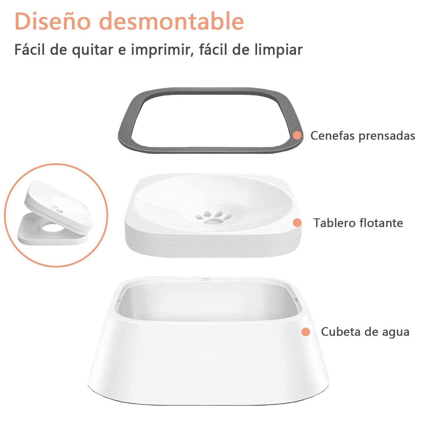 Cuenco de agua para perro de 35 onzas（1 litros），sin derrames，cuenco de agua para mascotas sin goteo，tazón de agua de viaje de gran capacidad para gatos, perros, cuenco de bebida para perro ansiosos