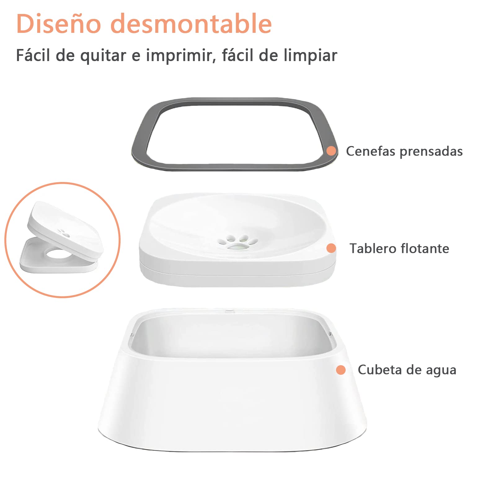 Cuenco de agua para perro de 35 onzas（1 litros），sin derrames，cuenco de agua para mascotas sin goteo，tazón de agua de viaje de gran capacidad para gatos, perros, cuenco de bebida para perro ansiosos