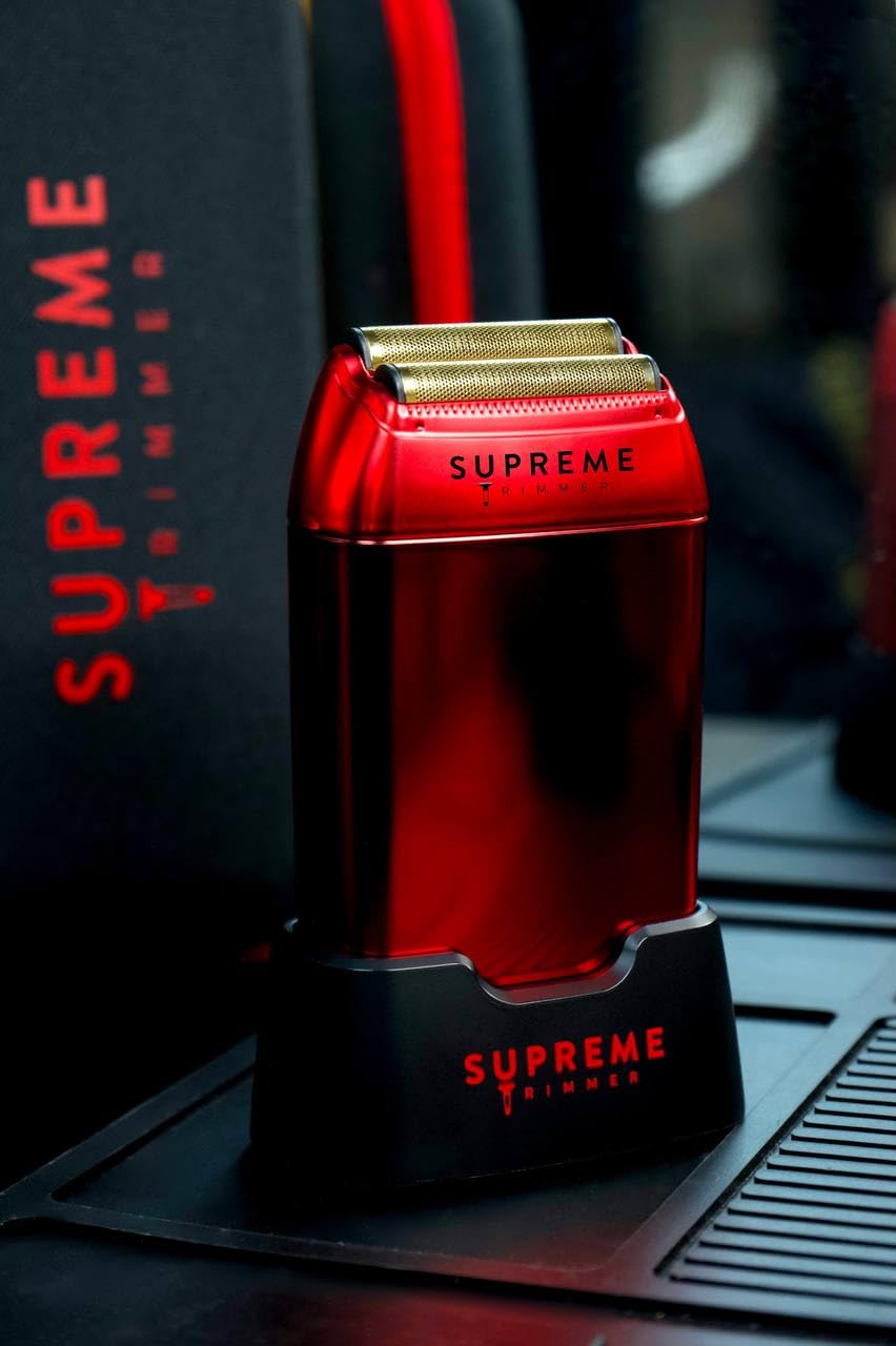Supreme Trimmer - Kit de corte de pelo de peluquero y afeitadora de papel de aluminio para hombre - ST5220 y STF602 Combo rojo