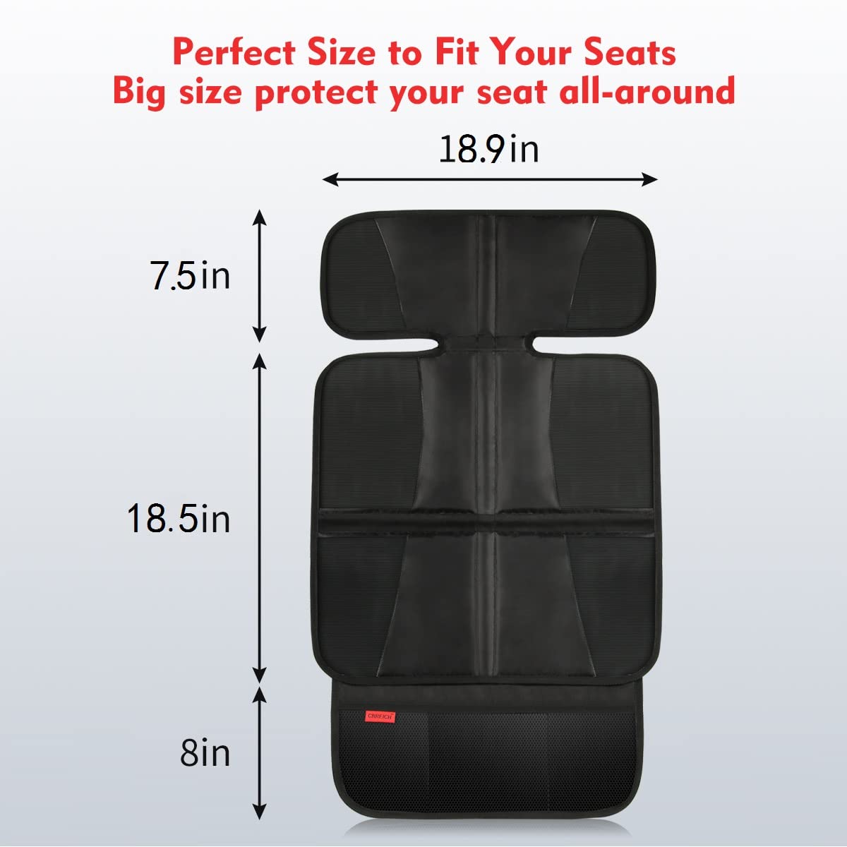 Protector de asiento de coche, tapete de protección de asiento, acolchado grueso, (la mejor cobertura disponible), tela duradera, impermeable, esquinas reforzadas de cuero de PVC y 3 bolsillos para un